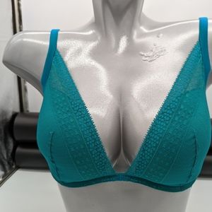 Victoria's Secret Lightly Padded Plunge Bra Teal 34F